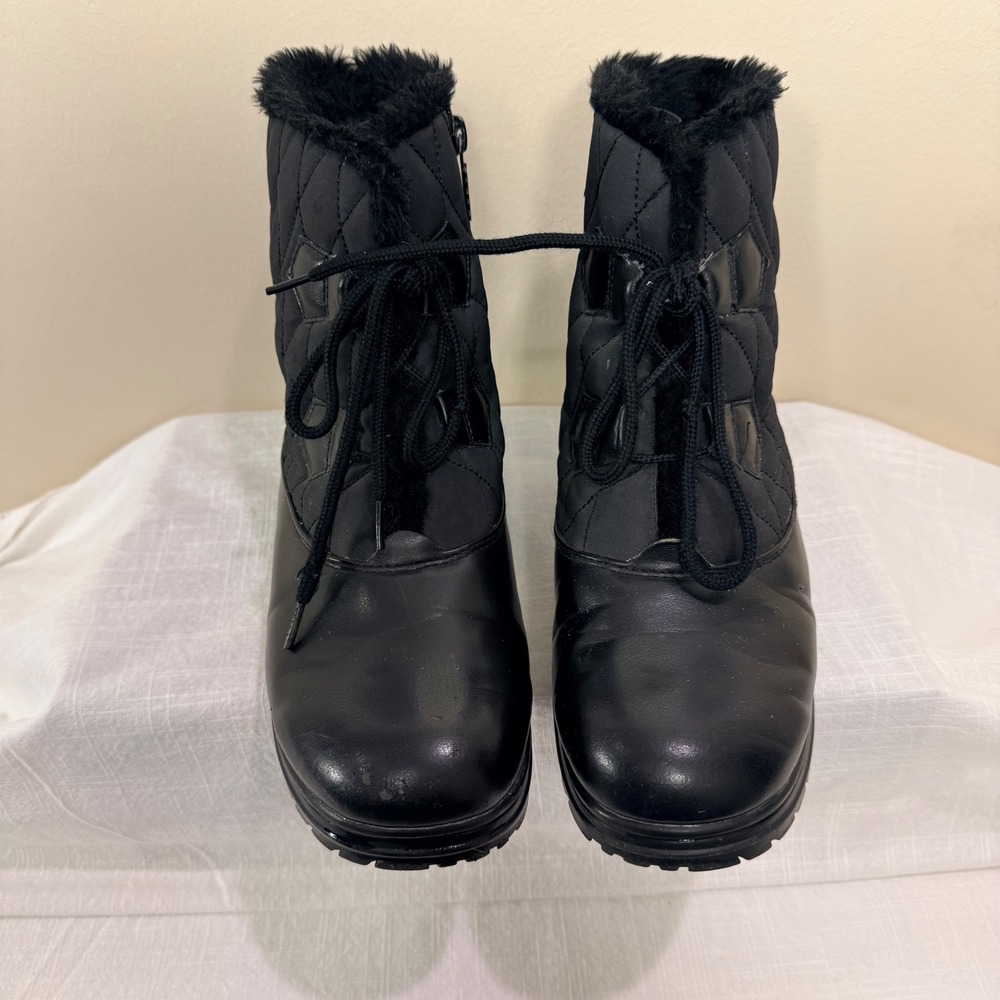 Totes Catskill women's Black Quilted Faux‎ Fur Lined Winter Snow Boots Size 7 - Picture 14 of 15